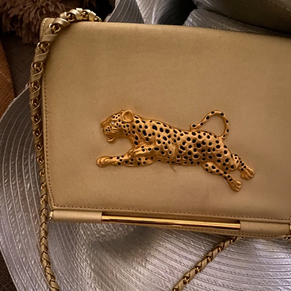 Handbags - Elegant Gold Leopard Embellished Women's Bag